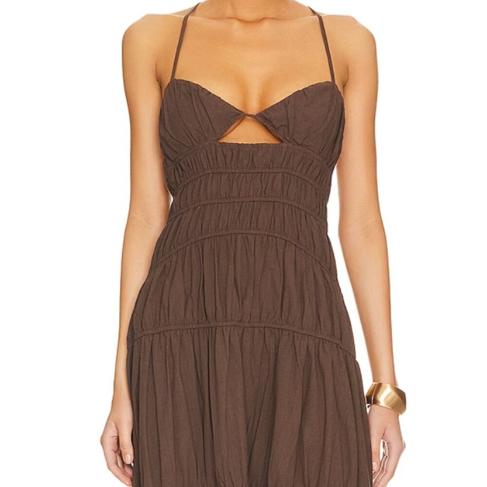 SNDYS Tahlia Dress- XS in Chocolate Brown